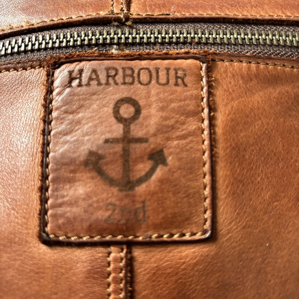 New Harbour 2nd Brown Leather Clutch Purse / Belt Bag Crossbody w/ Woven Front - Picture 4 of 16